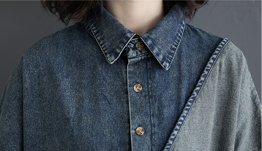 Vestido Denim Suelto Literario Vintage con Costuras Artesanales - Image 11