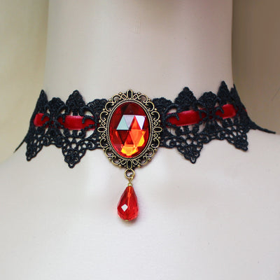 Collar Gótico Murciélago Rojo Halloween Encaje Choker Capas Pesadilla Antes de Navidad - Image 6