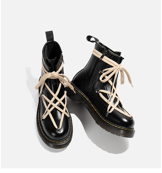 Botines Escolares de Cuero Estilo Británico con Cordones - Image 3