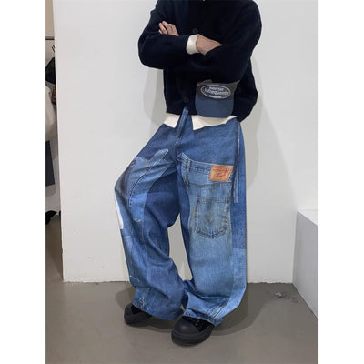 Jeans Rectos Sueltos Diseño Independiente Retro Americano para Hombre - Image 4