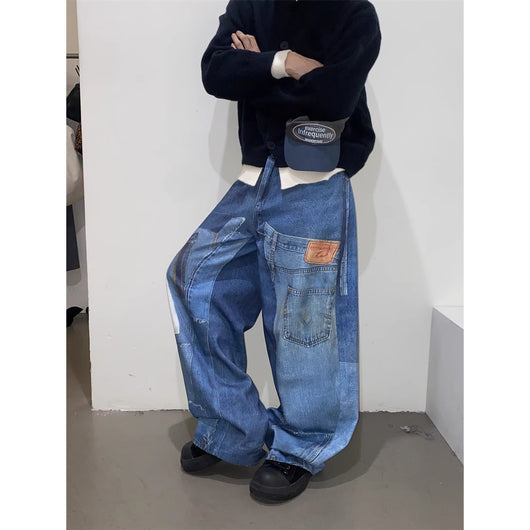 Jeans Rectos Sueltos Diseño Independiente Retro Americano para Hombre - Image 4