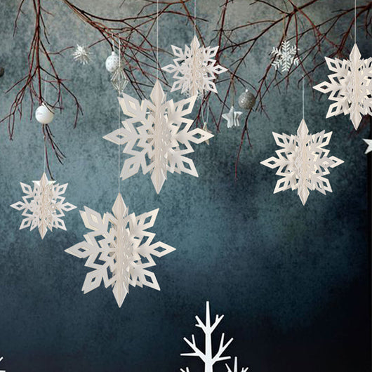 Guirnalda de Copos de Nieve de Papel para Decoración Navideña