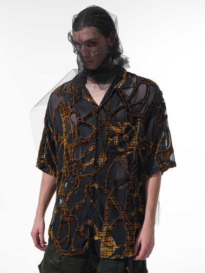 Camisa Manga Corta Translúcida con Patrón de Serpiente para Hombre - Image 11