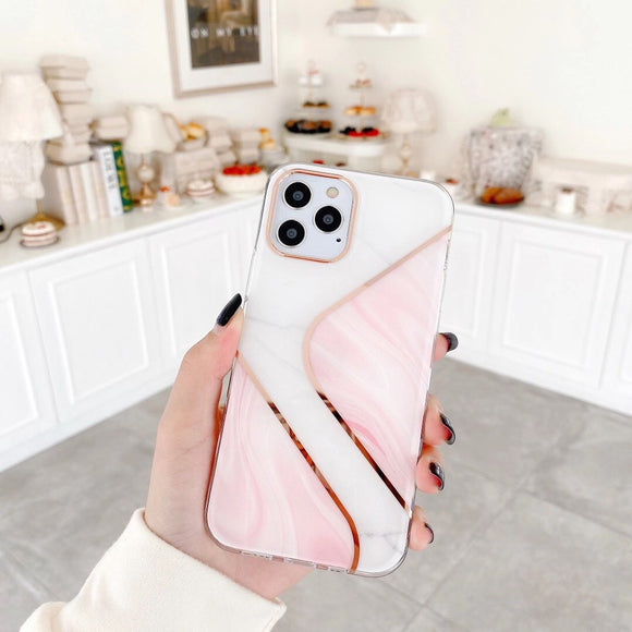Funda Mármol con Acabado Electrochapado para Celular