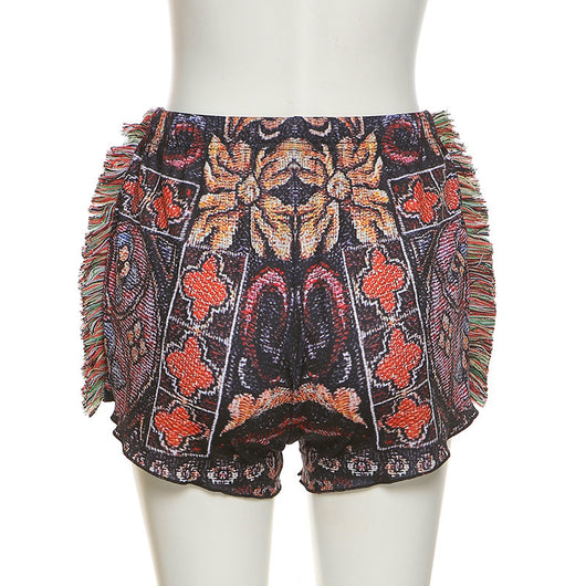 Shorts Casual Étnico Tweed con Bolsa de Borlas Estampada - Image 11