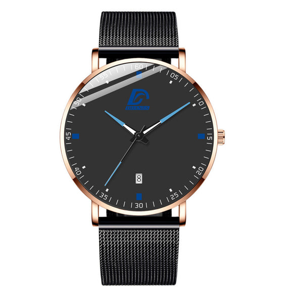 Reloj de Cuarzo Fashion con Malla y Calendario - Diseño Minimalista