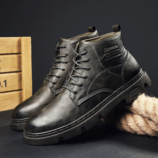Botas Retro de Cuero para Hombre - Estilo Británico Clásico