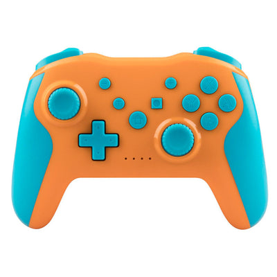 Orange and blue wireless game controller with dual joysticks, D-pad, and action buttons. - Image 8