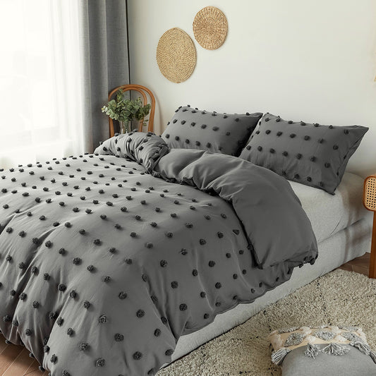 Juego de Cama Textil Floral de 3 Piezas con Detalles Decorativos