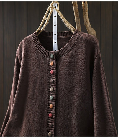 Cardigan de Algodón con Botones Coloridos - Corte Holgado y Efecto Adelgazante - Image 14