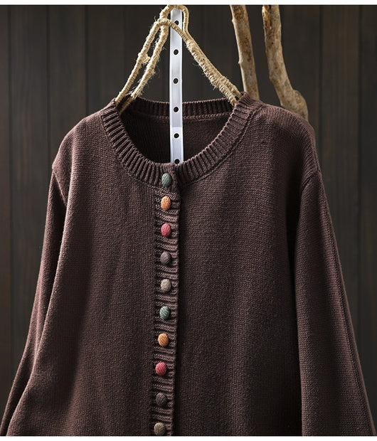 Cardigan de Algodón con Botones Coloridos - Corte Holgado y Efecto Adelgazante - Image 14