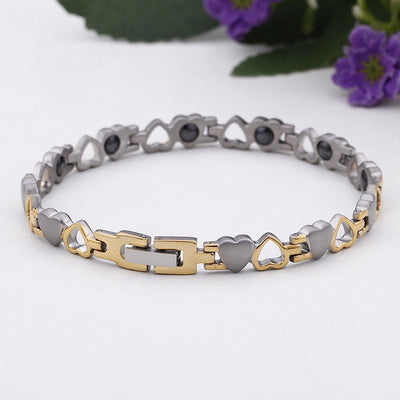 Pulsera Magnética de Titanio Corazón - Acero Inoxidable Plata y Oro - Image 5