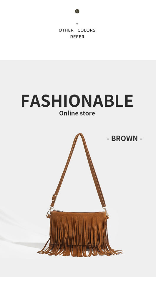 Bolso Mensajero Vintage con Borlas y Acabado Mate - Image 11