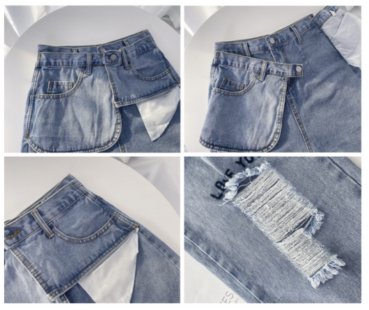 Jeans Crossover Talle Alto Suelto Estilo Street Hot Girl - Image 11