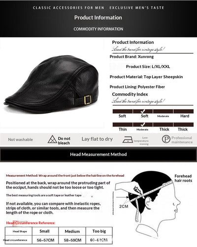 Gorra de Cuero Estilo Coreano Delgada para Otoño e Invierno - Caballeros Maduros - Image 10