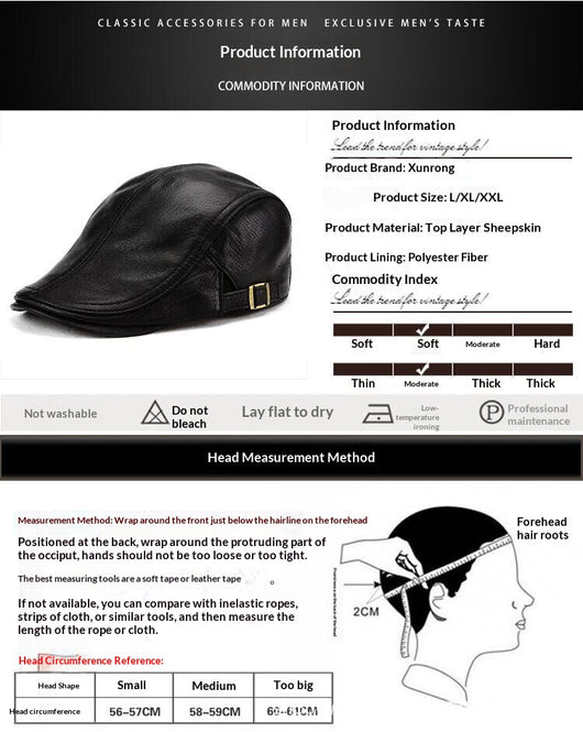 Gorra de Cuero Estilo Coreano Delgada para Otoño e Invierno - Caballeros Maduros - Image 10