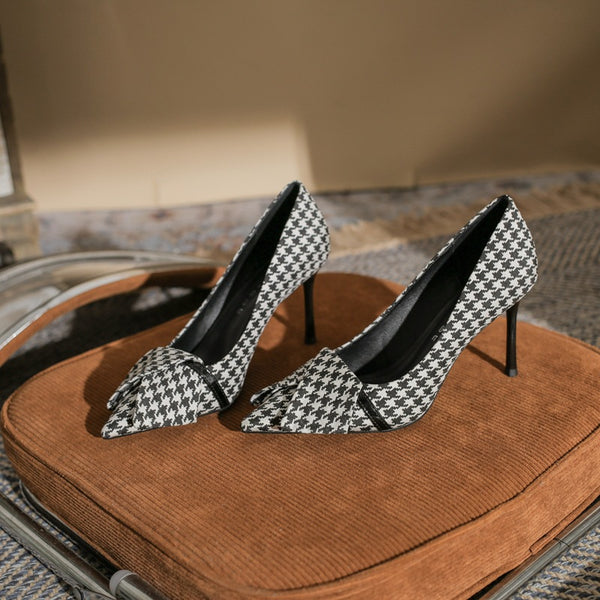 Tacones Stiletto Puntiagos con Moño para Mujer - Primavera Elegante