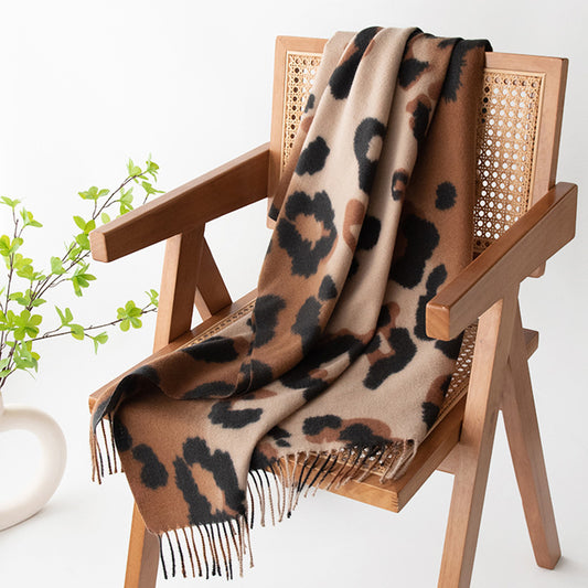 Bufanda Estampado Leopardo Mujer Cashmere Artificial Elegante