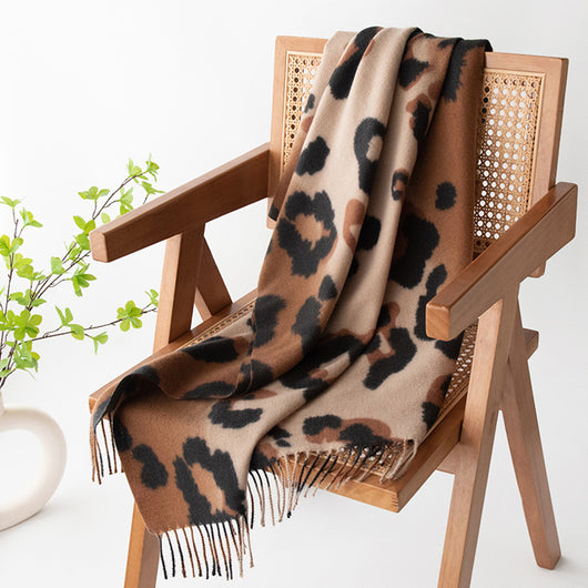 Bufanda Estampado Leopardo Mujer Cashmere Artificial Elegante