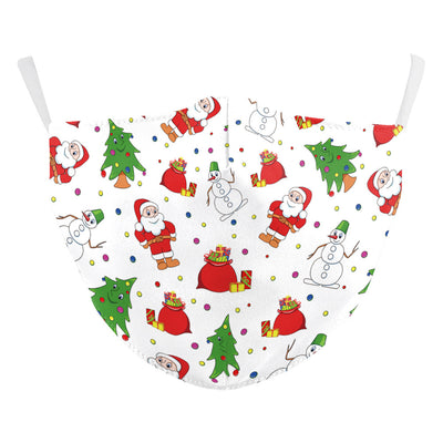 White Christmas dust mask with a digital print of a tabby cat wearing a red Santa hat and a large red bow. - Image 11
