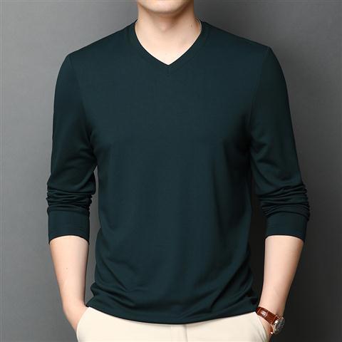 Camiseta de Seda para Hombre - Manga Larga Escote V Transpirable - Image 4