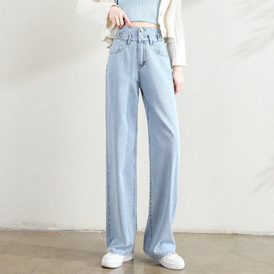 Jeans Rectos Cintura Alta Doble Botonadura para Mujer - Image 9