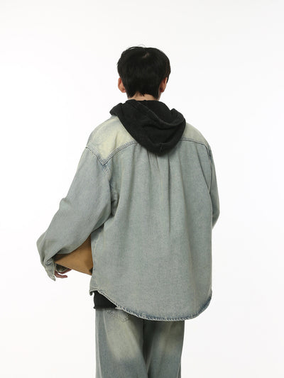 Conjunto de Camisa y Pantalón Oversized Lavado Desgastado en Blanco - Image 3
