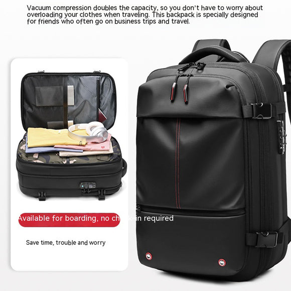 Mochila Ejecutiva Multifunción con Compartimento para Laptop y Compresión de Vacío