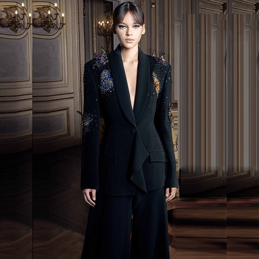 Conjunto de Traje con Mariposas 3D y Cristales Brillantes para Mujer