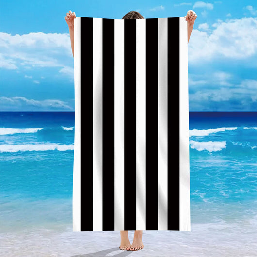 Toalla de Playa Microfibra Terciopelo Personalizada con Patrón de Rayas - Image 9
