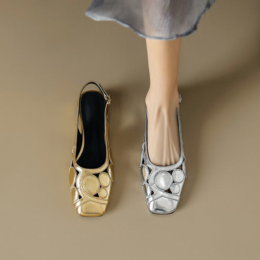 Sandalias Elegantes de Verano con Punta Cuadrada y Tacón Bajo