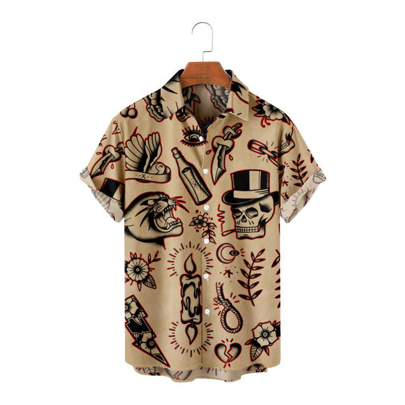 Camisa Havaiana de Praia Manga Curta para Férias