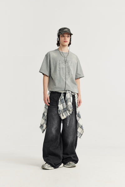Pantalones Vaqueros Rectos Talla Alta para Hombre - Corte Ancho Lavado - Image 23