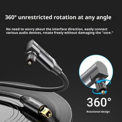 Cable de Audio Óptico Digital con Codo de 90° para TV y Barra de Sonido