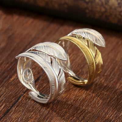 Anillo de Plata con Diseño de Pluma Vintage para Mujer