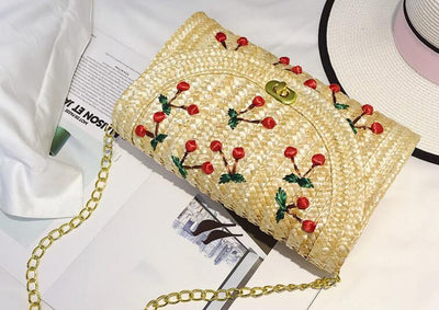 Bolsa Tejida de Paja con Bordado Artesanal para Frutas - Image 11