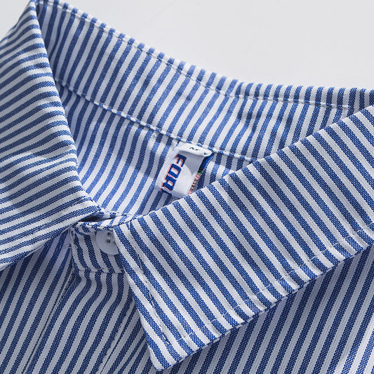 Camisa Rayada de Manga Larga con Detalles de Costura en Solapa - Image 2