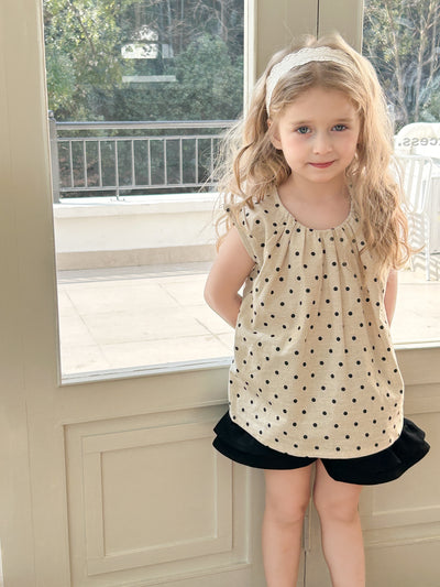 Blusa Niña Lunares Cuello Redondo Suelta Plisada Sin Mangas Verano - Image 5