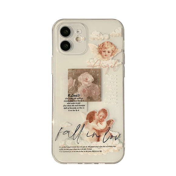 Funda para Celular Ángel Retro con Rosa - Estilo Personalidad Fashion