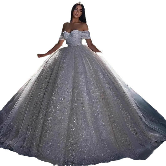 Vestido de Novia Hombros Descubiertos Estilo Hada Bosque Lentejuelas Efecto Silueta - Image 5