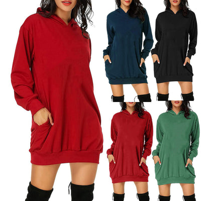 Suéter Vestido Holgado de Color Sólido con Mangas Largas