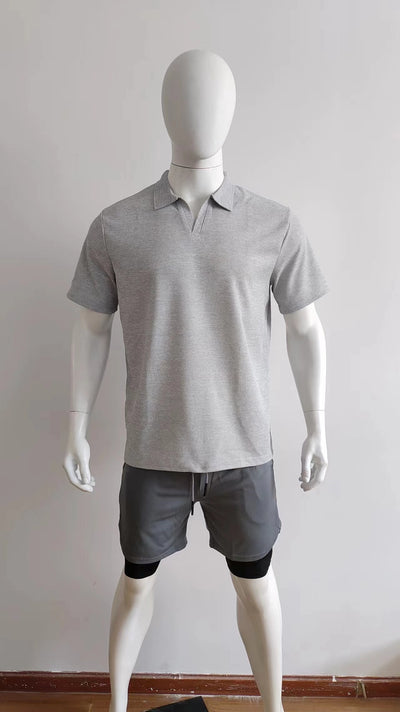Polo Casual de Cuello V para Hombre - Colores Sólidos - Image 19