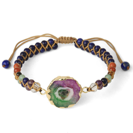 Pulsera de Yoga con Cuentas de Ágata Natural Trenzada para Mujer - Image 3