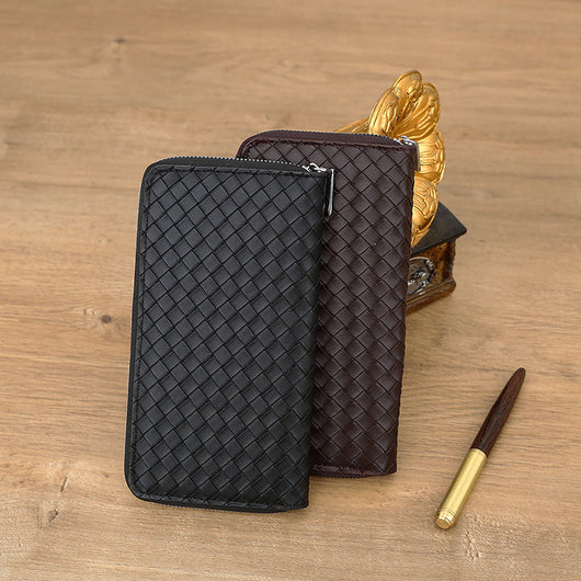 Cartera de Cuero para Hombre con Patrón Tejido - Image 18