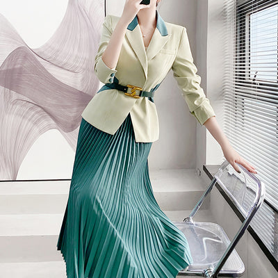 Conjunto Elegante de Falda Plisada Verde Premium Dos Piezas - Image 10