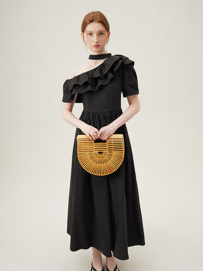 Vestido Halter de Volantes en Colores Sólidos para Mujer - Image 8