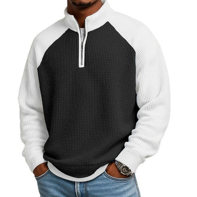Polo Manga Larga Bloques de Color Talla Grande para Hombre - Image 5
