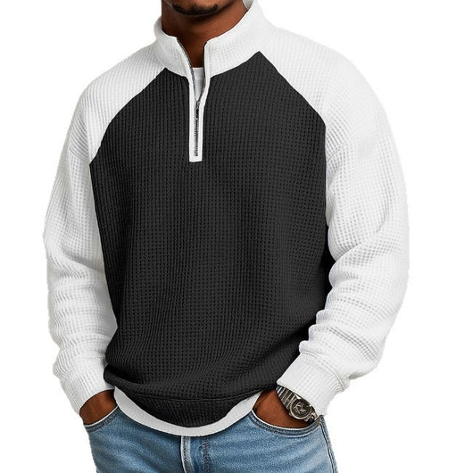 Polo Manga Larga Bloques de Color Talla Grande para Hombre - Image 5