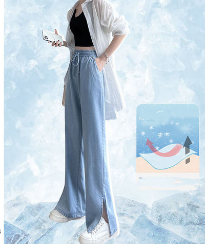 Pantalones Anchos de Cintura Alta en Seda de Hielo - Comodidad Total para el Verano - Image 32