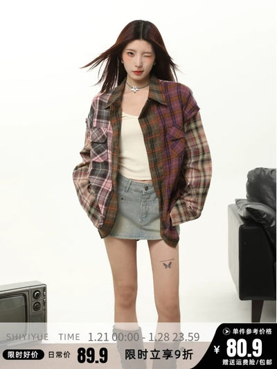 Camisa Cuadros Mujer Otoño Invierno Estilo Retro - Image 11